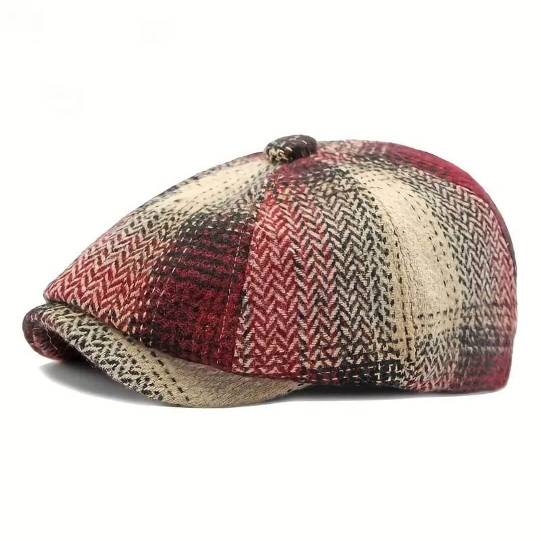 The Tailor — Herringbone Plaid Flat Cap