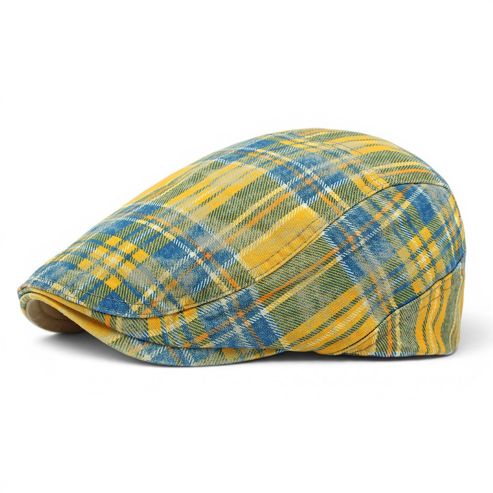 The Drifter — Washed Plaid Flat Cap