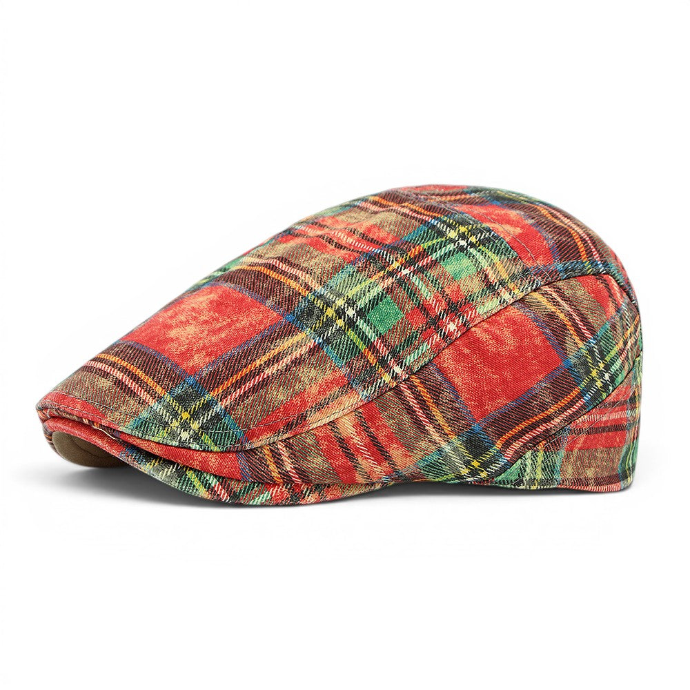 The Drifter — Washed Plaid Flat Cap