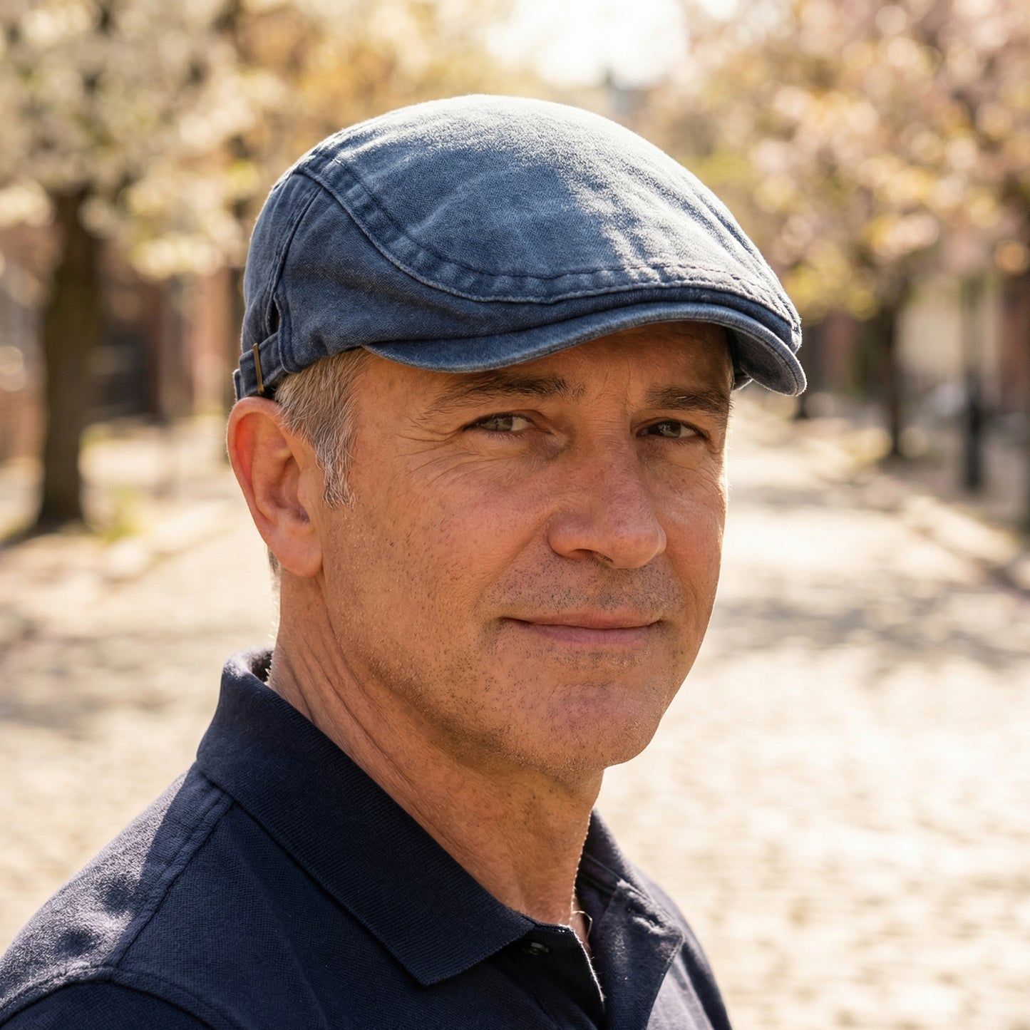 No. 01 — Washed Denim Flat Cap