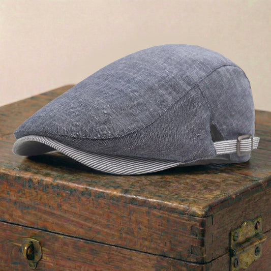 The Shoreline — Linen Blend Flat Cap