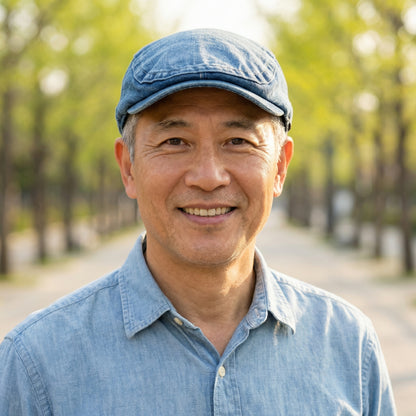 The Waymaker — Washed Denim Flat Cap
