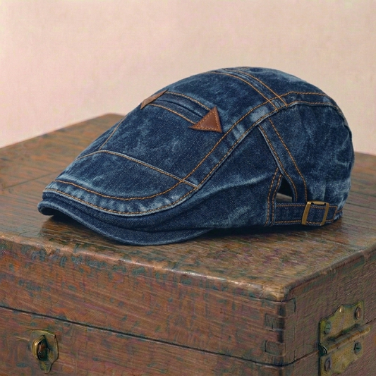 The Railman — Denim Flat Cap