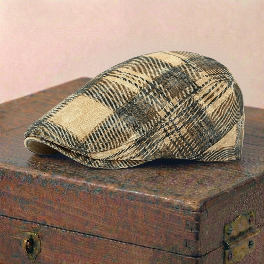The Drifter — Washed Plaid Flat Cap