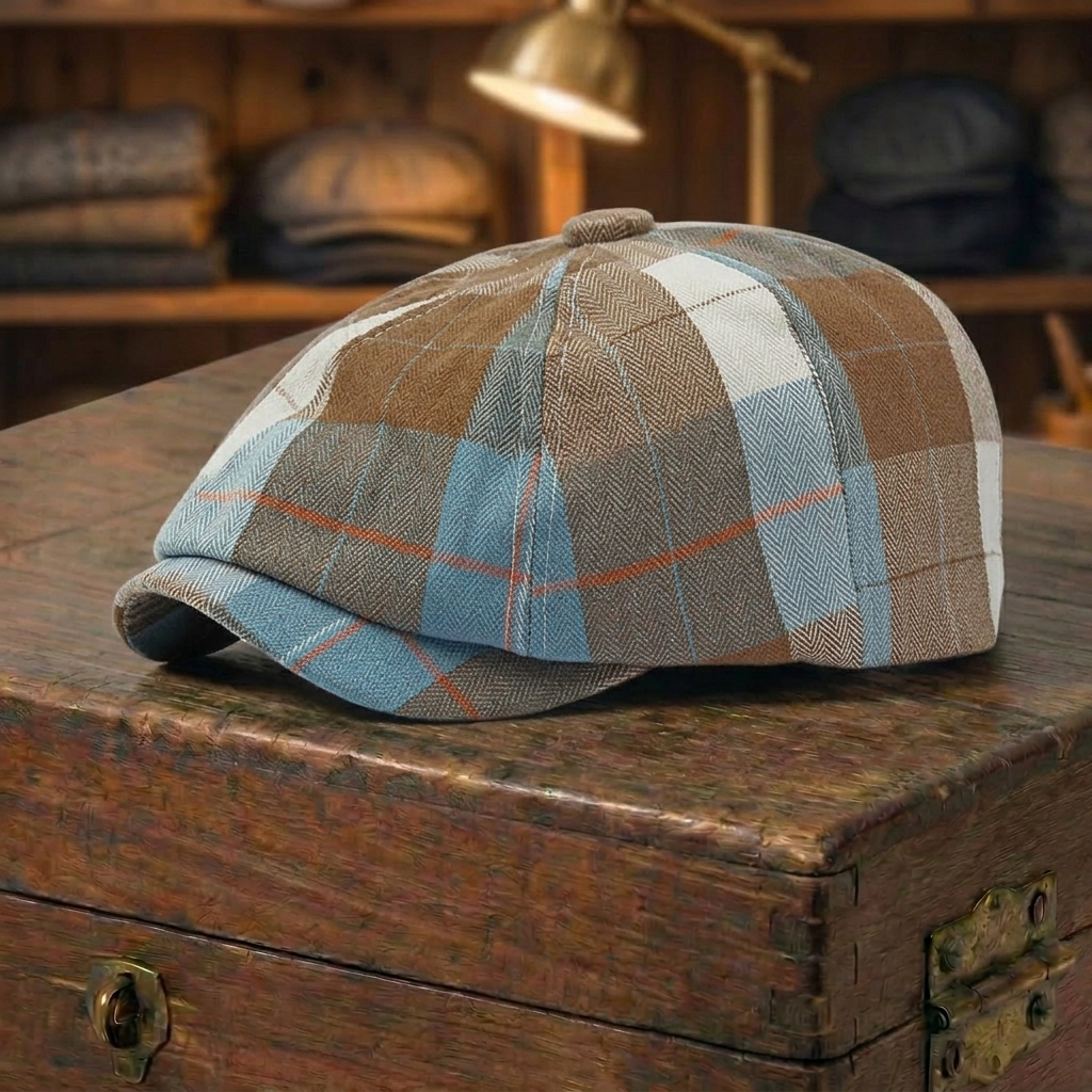 Fine-Check Plaid Cap