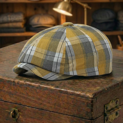 Fine-Check Plaid Cap