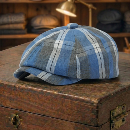 Fine-Check Plaid Cap