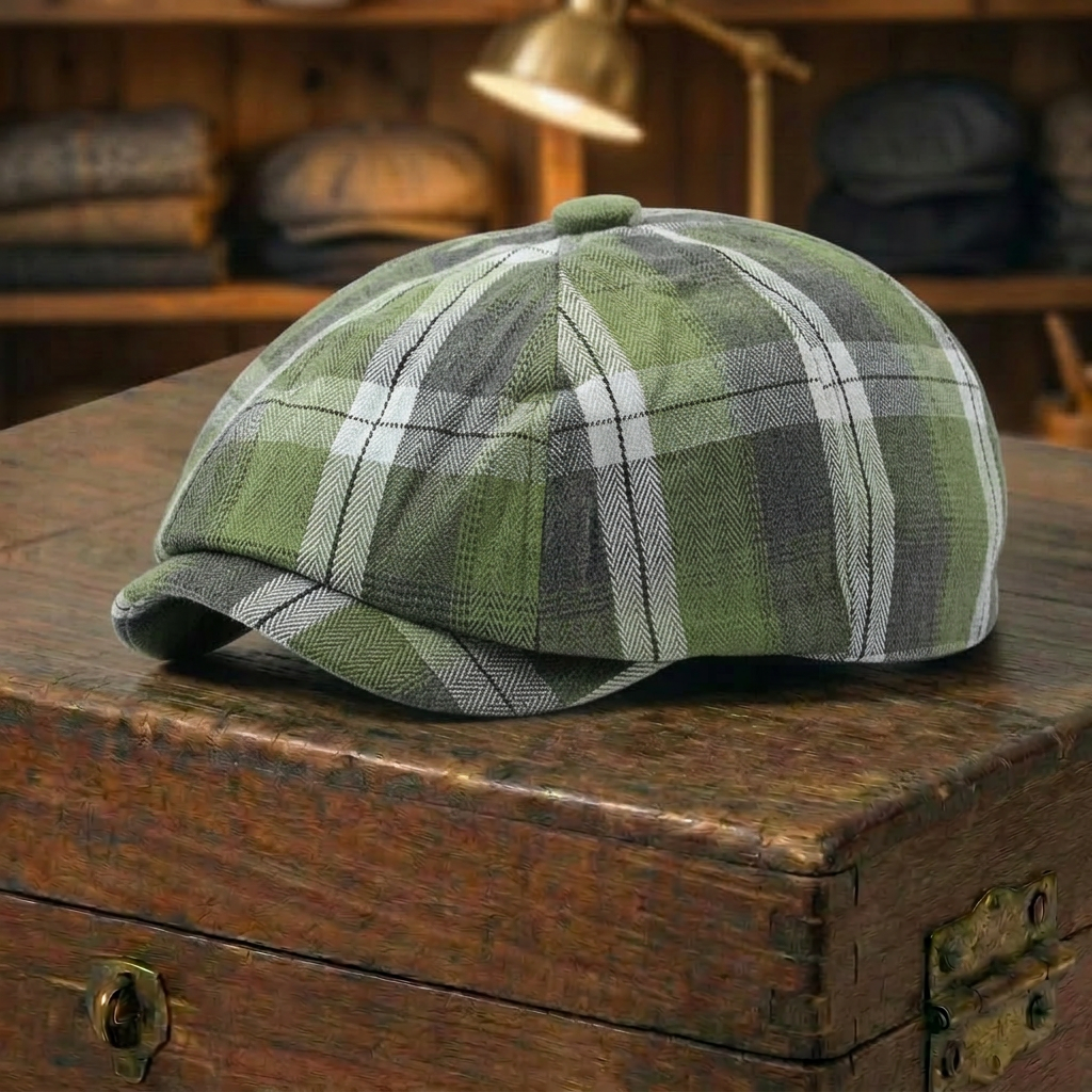 Fine-Check Plaid Cap