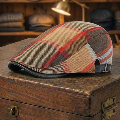 Contrast-Brim Plaid Cap