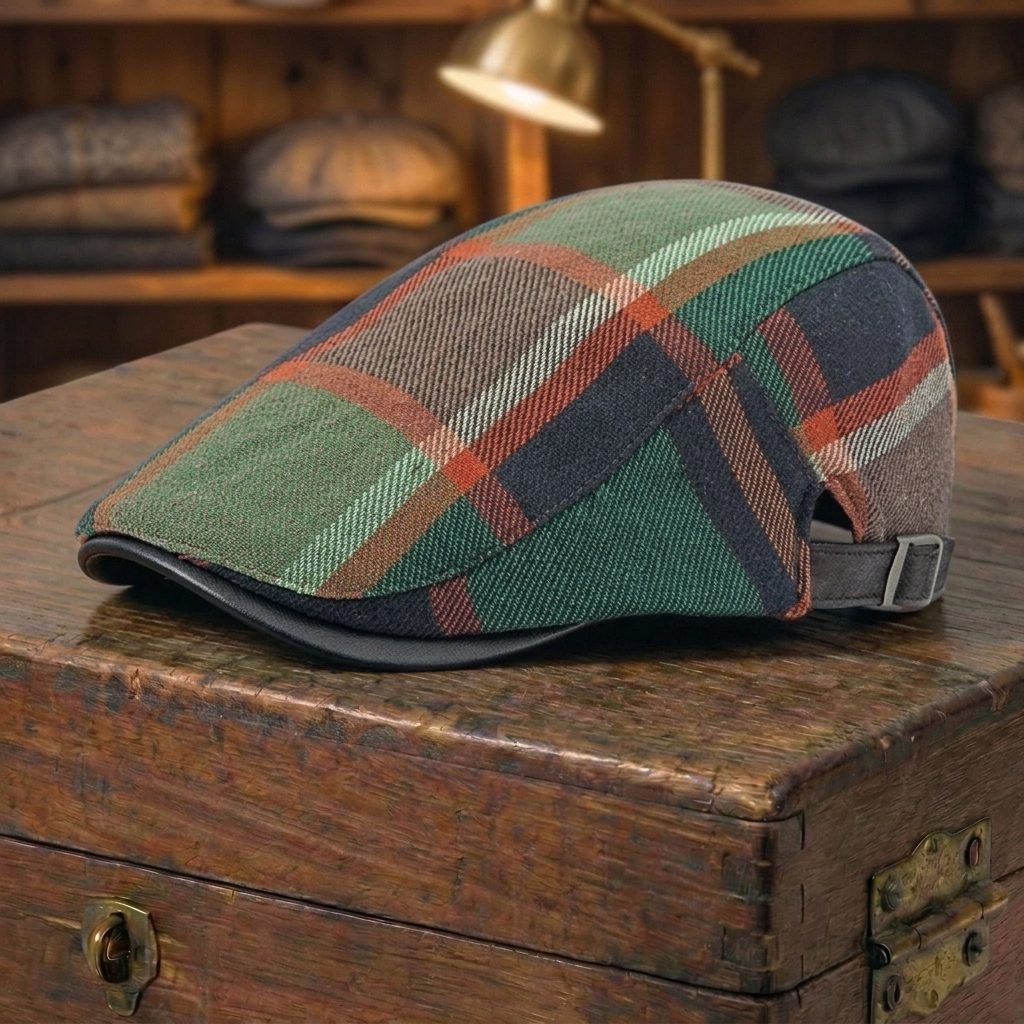 Contrast-Brim Plaid Cap