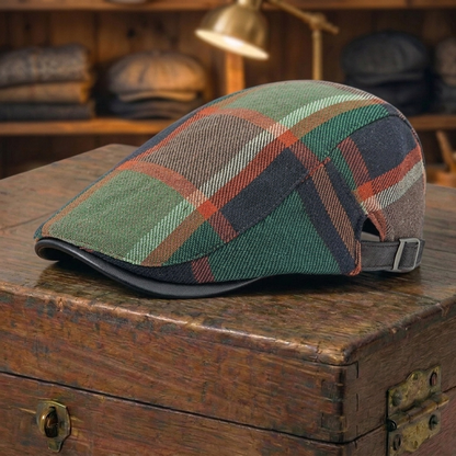 Contrast-Brim Plaid Cap