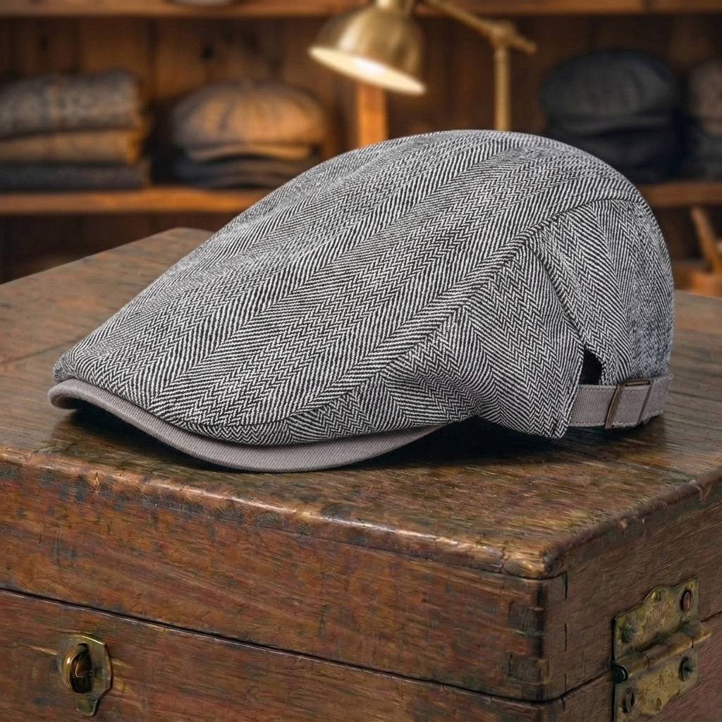 Contrast-Brim Herringbone Cap