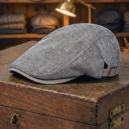 Contrast-Brim Herringbone Cap