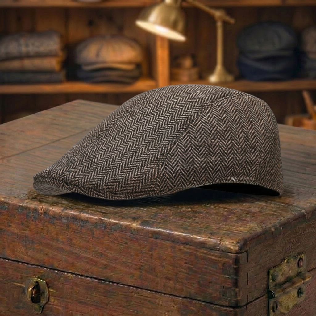 Herringbone Tweed Cap