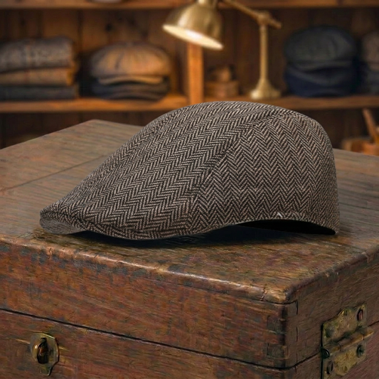 Herringbone Tweed Cap