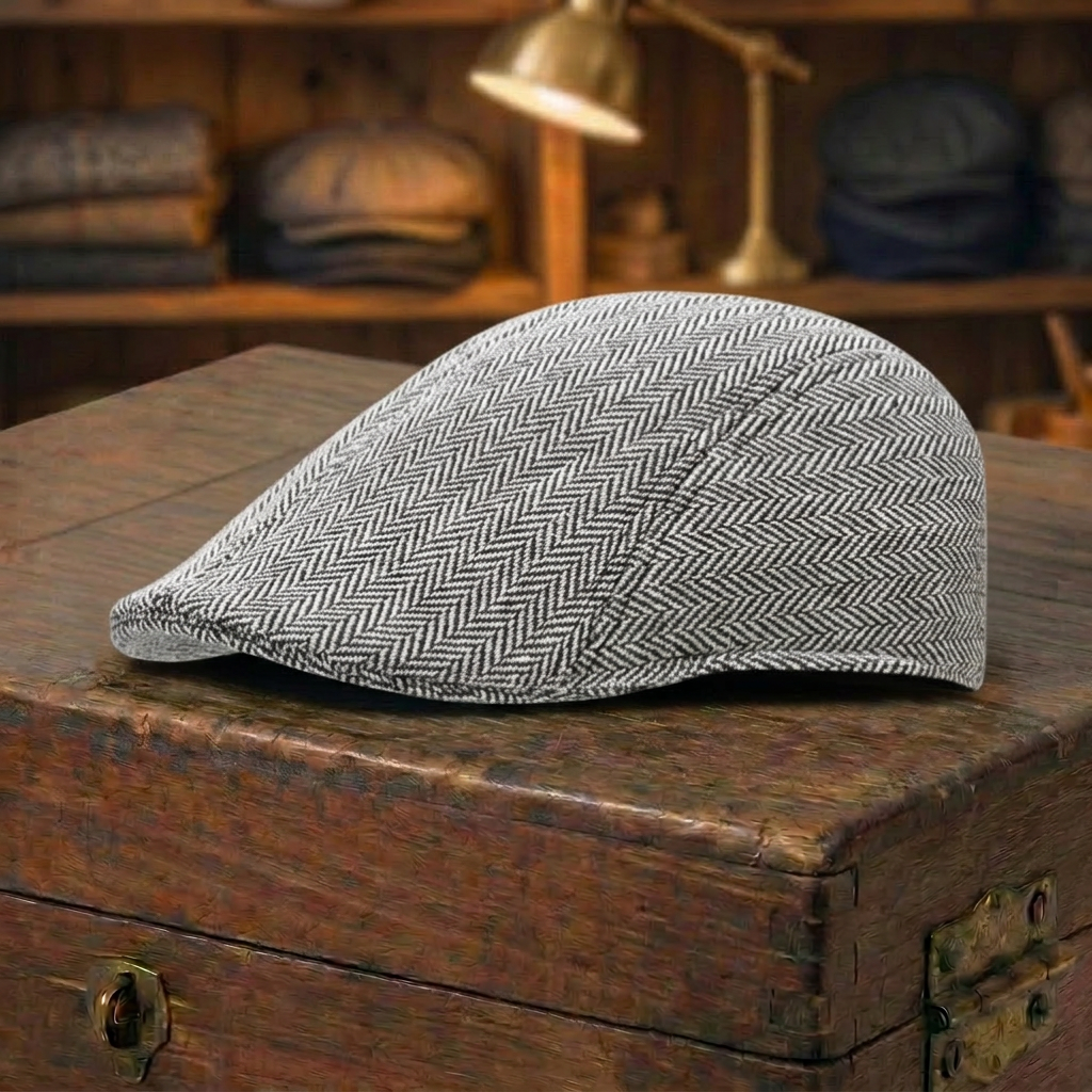 Herringbone Tweed Cap