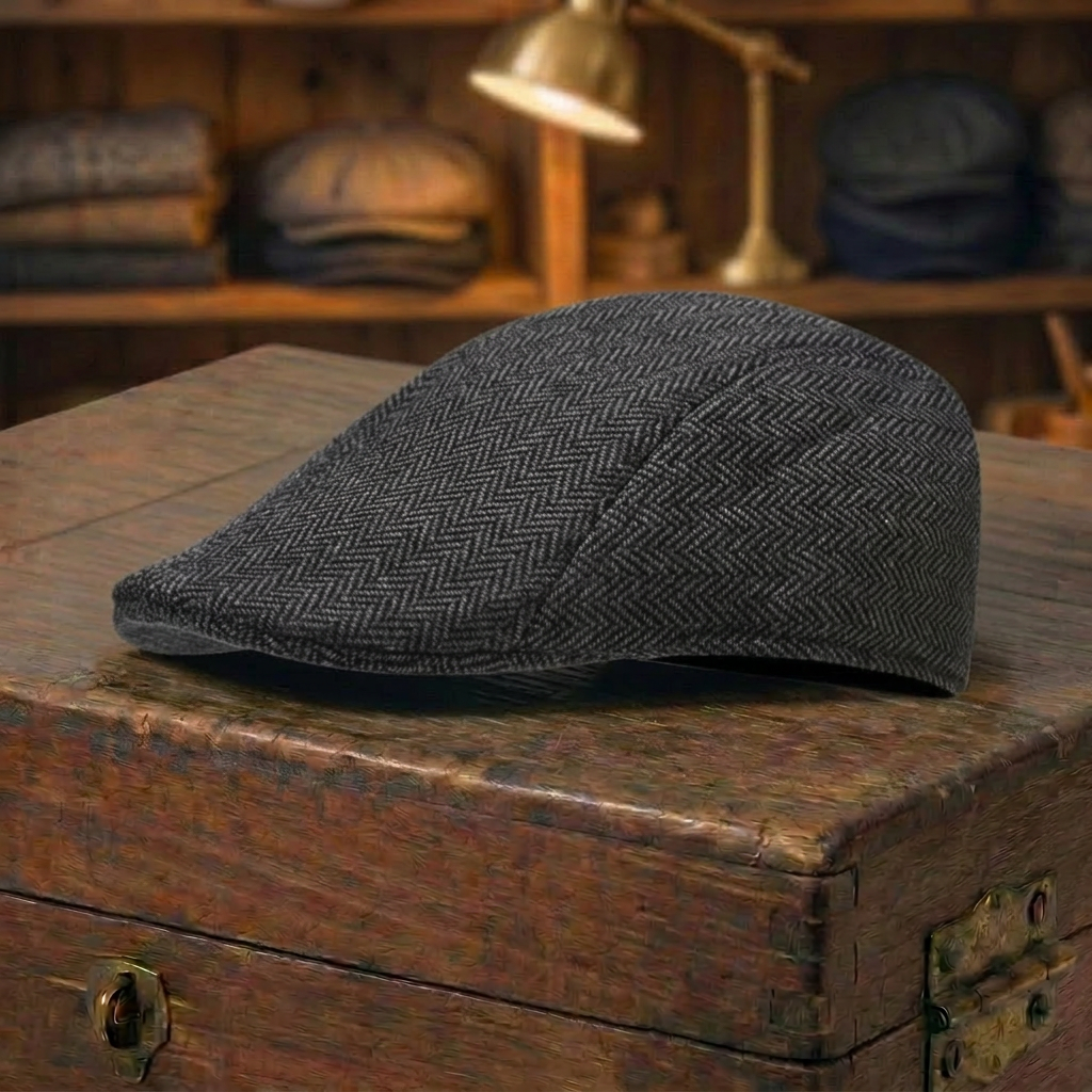 Herringbone Tweed Cap