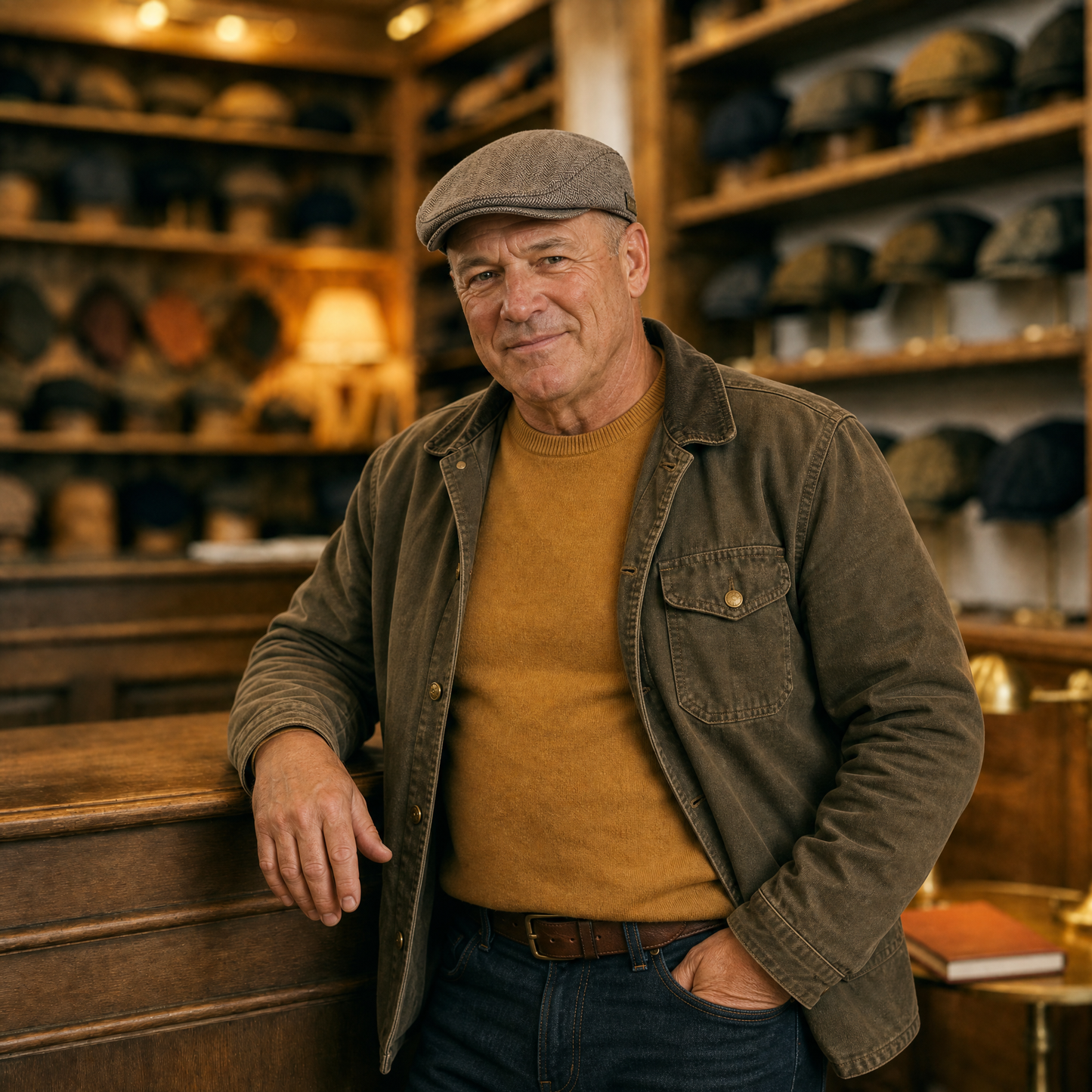 Contrast-Brim Herringbone Cap